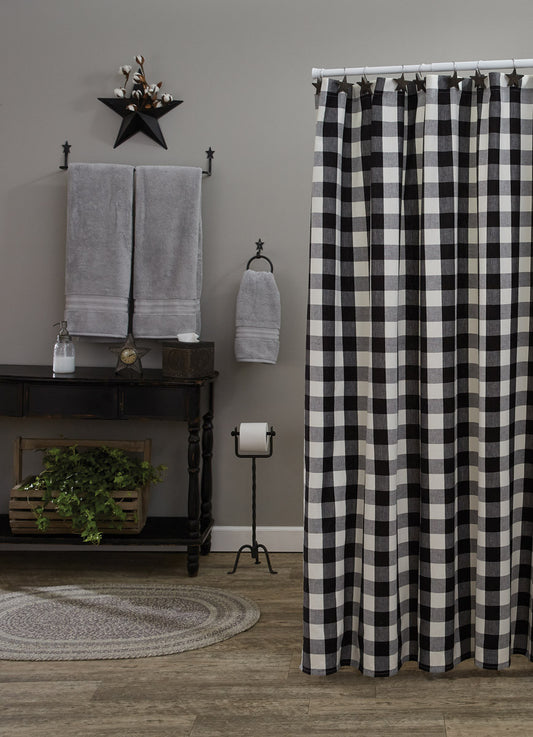 Wicklow Check Shower Curtain - Black & Cream