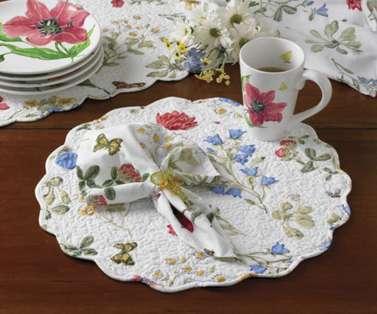 Wildflower Scalloped Placemat - Round  (Set of 4)