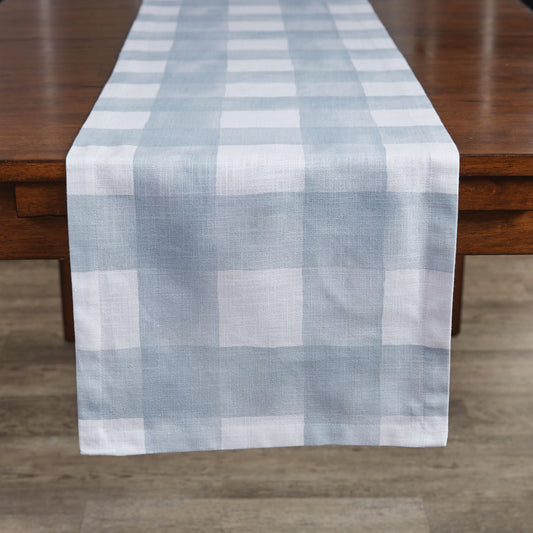 Buffalo Check Watercolor - Table Runner 54"L - Blue Mist