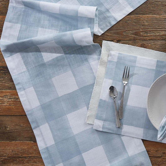 Buffalo Check Watercolor - Table Runner 54"L - Blue Mist