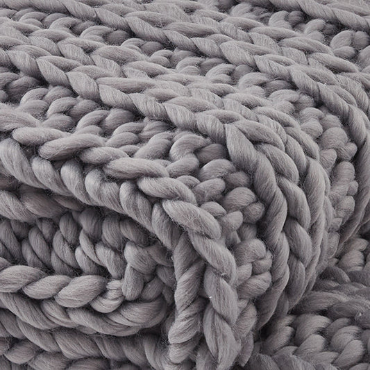 Chunky Ribbed Knit Throw - Sharkskin