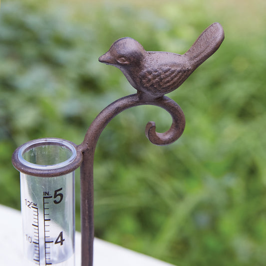 Rustic Bird Tabletop Rain Gauge