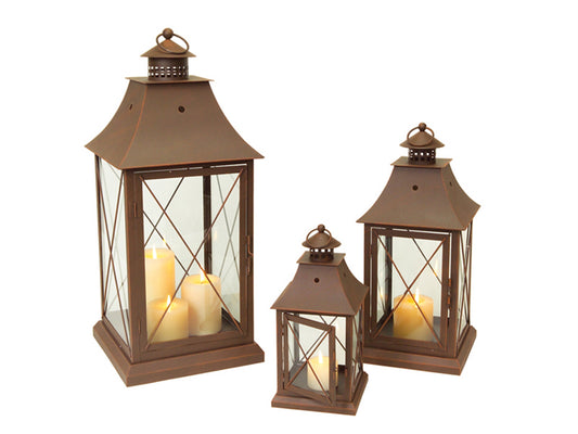 Lanterns (Set of 3) 11.5"H, 17"H, 24"H - Bronze