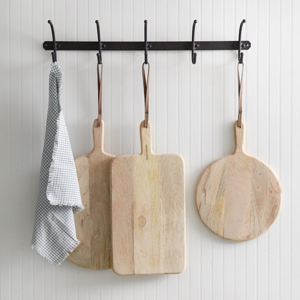 Large Round Cutting Board with Leather Strap