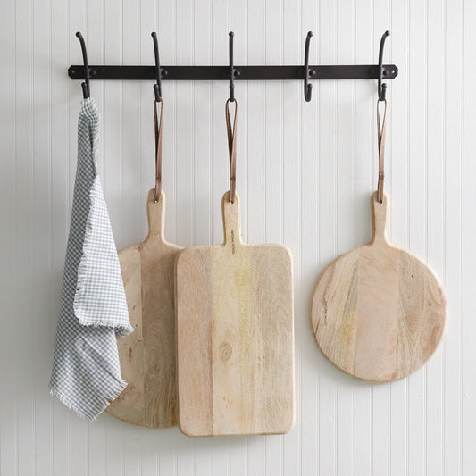 Small Round Cutting Board with Leather Strap