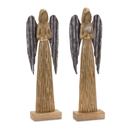 Angel (Set of 2) 22.75”H Wood/Iron