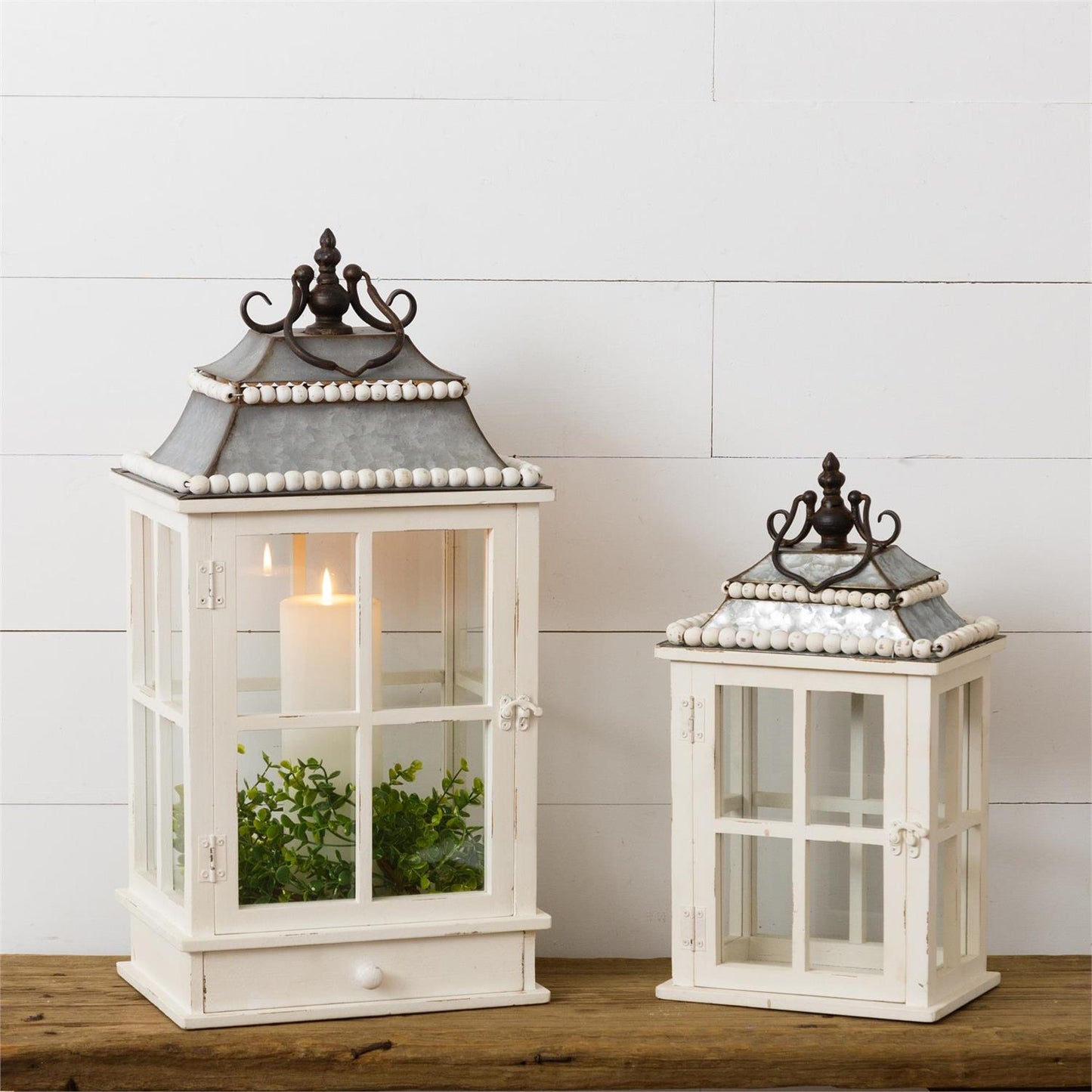 Beaded Lantern with Drawers (set of 2)