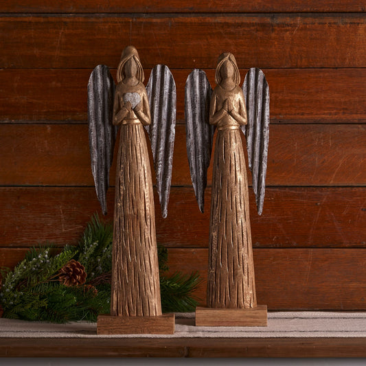 Angel (Set of 2) 22.75”H Wood/Iron