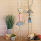 Set of 2 Painted Metal Long-Legged Boy and Girl Rabbits