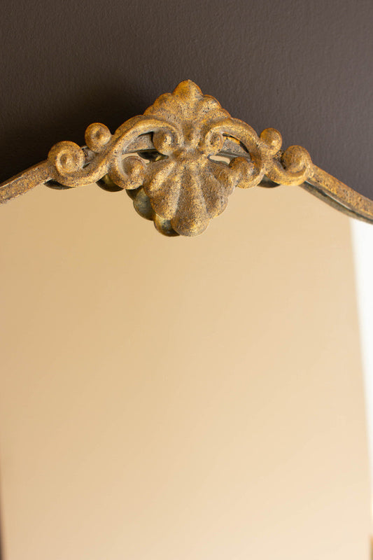 Antiqued Brass Vertical Wall Mirror