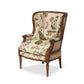 Flourish Pattern Wood Framed Wing Chair