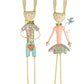 Set of 2 Painted Metal Long-Legged Boy and Girl Rabbits