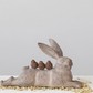 Resin Lying Rabbit w/ Birds, Distressed Finish, Brown