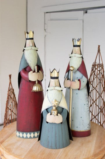 Set of 3 Painted Metal Kings