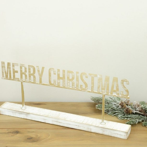 18″ Merry Christmas - Gold Tabletop Decor