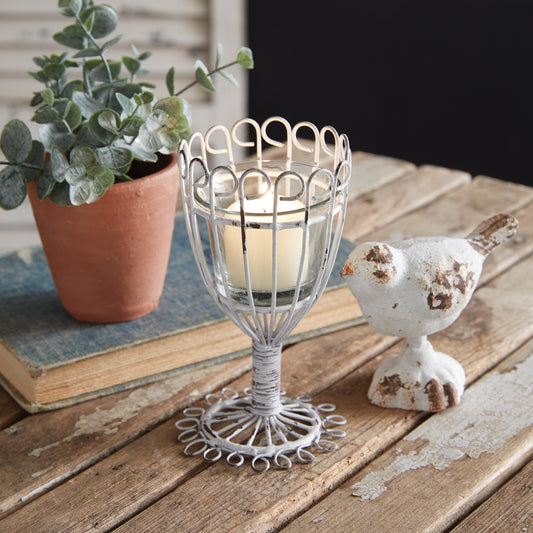 Wire Flower Votive Holder - Set of 2