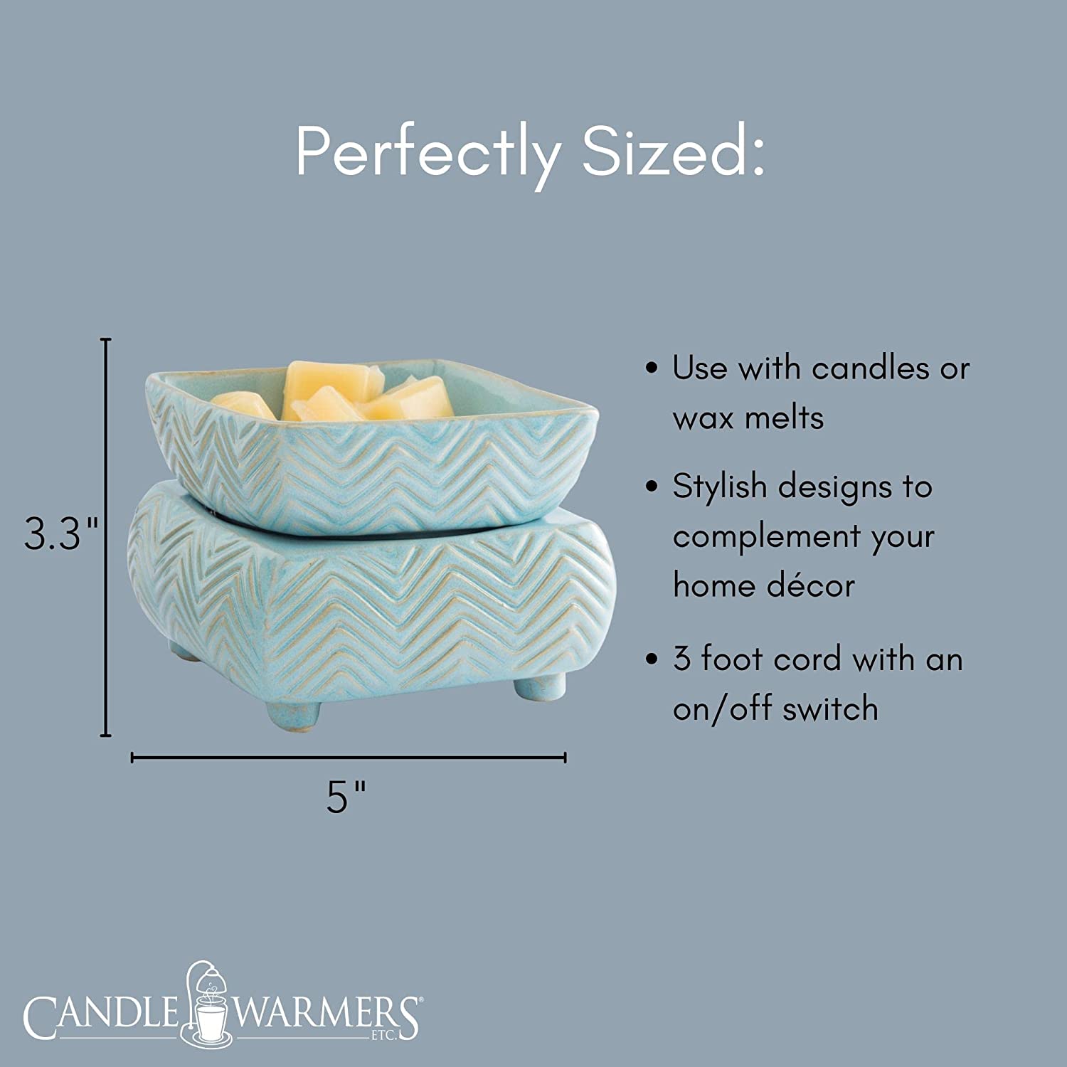 Ceramic Candle Warmer and Dish, Chevron - River Chic Designs