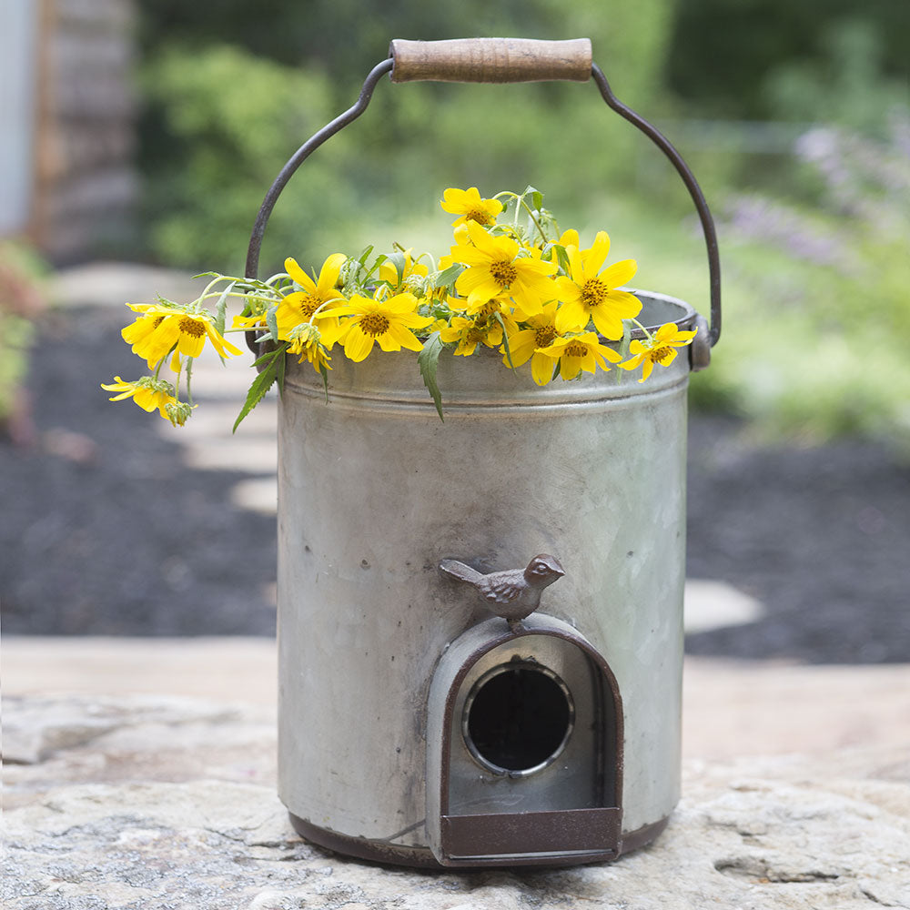 Bucket Birdhouse Planter - River Chic Designs