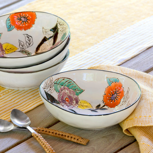 Poppy Garden Stoneware Pasta Bowl