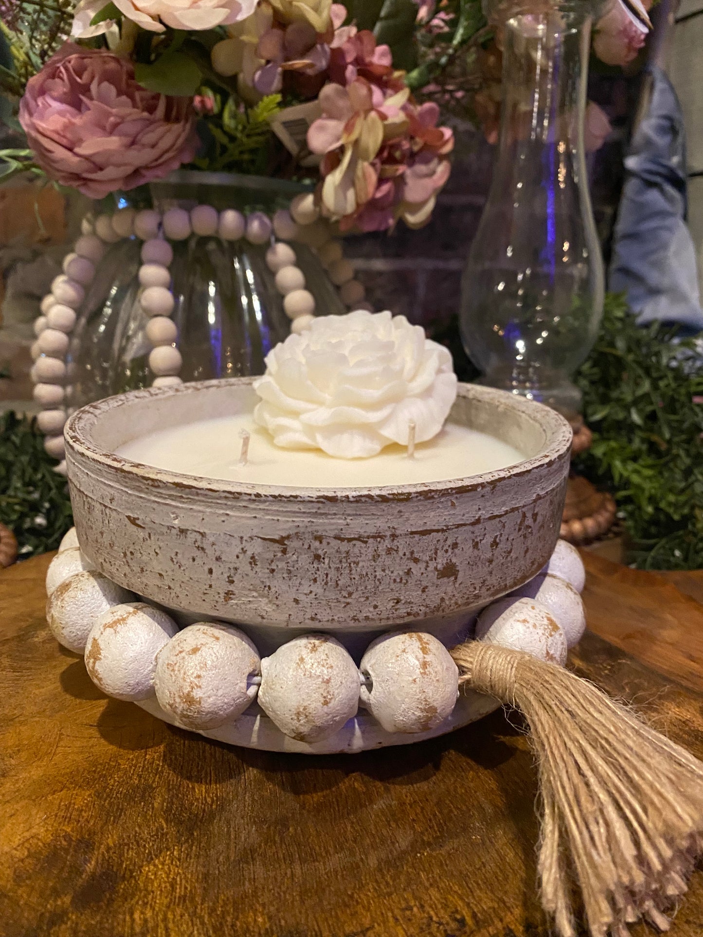 Beadz Bowl - Candle - Vintage White