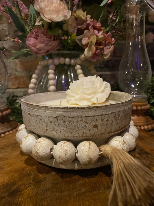 Beadz Bowl - Candle - Vintage White