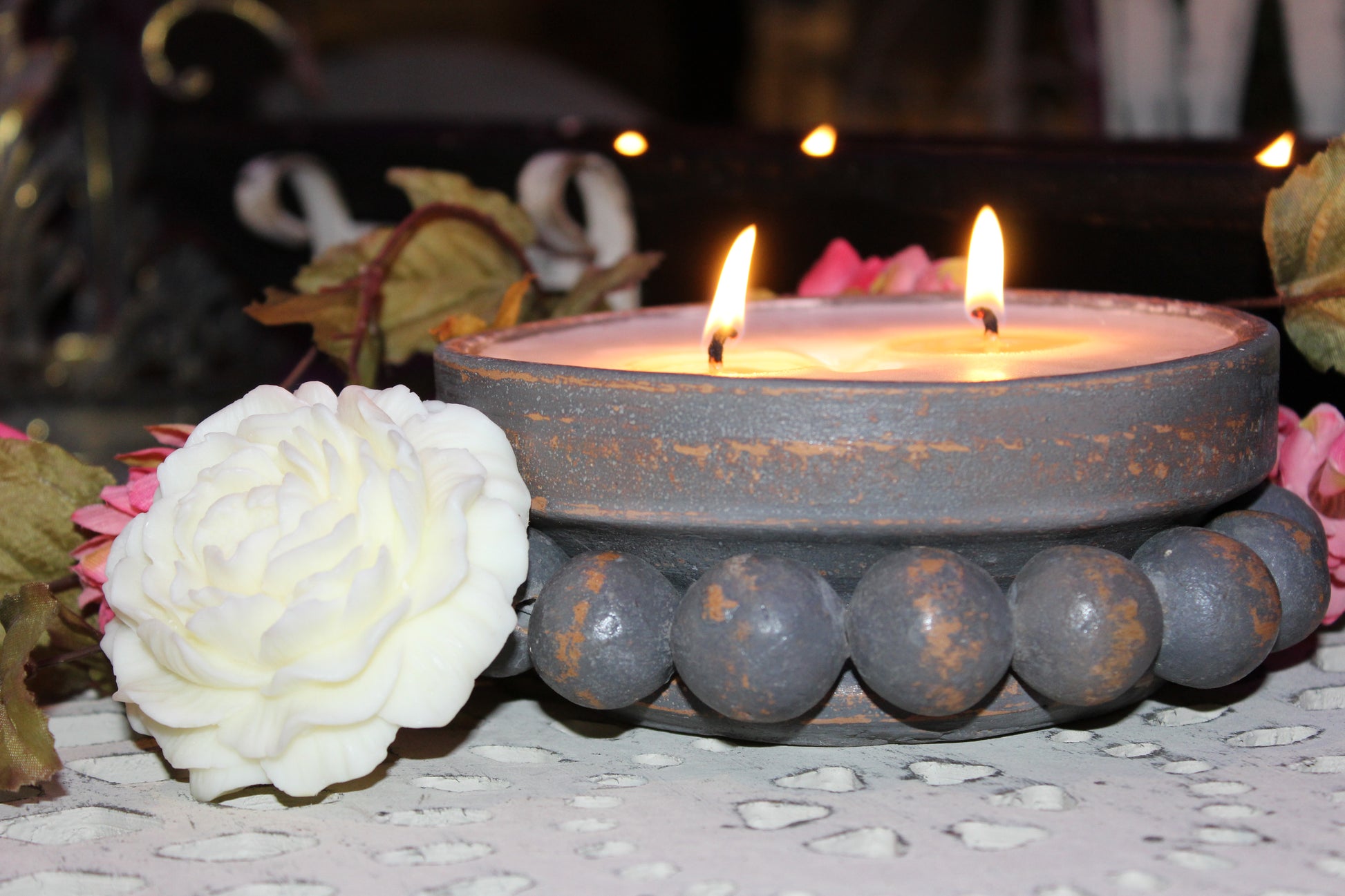 Beadz Bowl - Candle - Farmhouse Gray - River Chic Designs